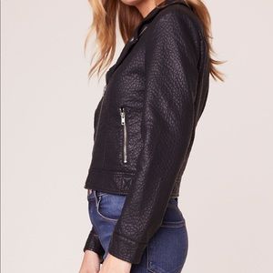 Black Leather Moto Jacket ( vegan)